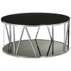 Alvaro Round Chrome Finish Metal and Black Glass Round Coffee Table