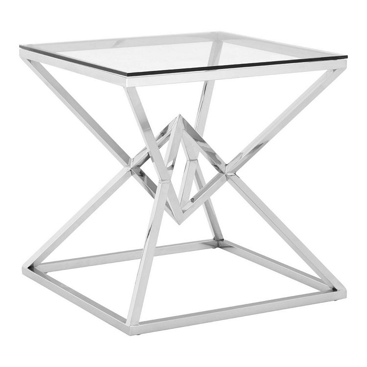 Allure Square Silver Finish End Table