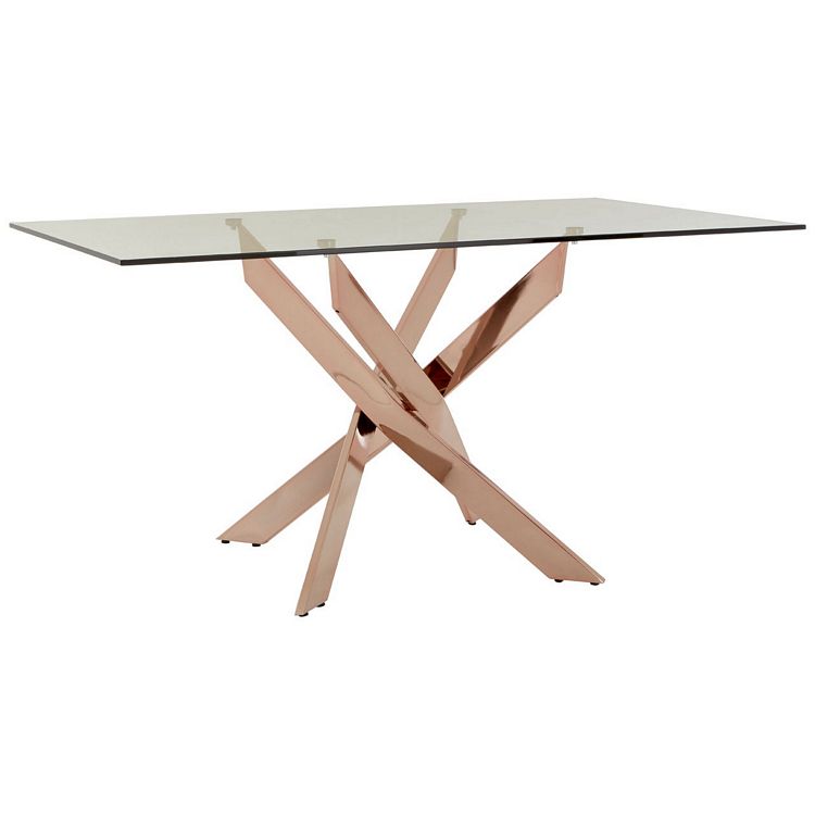 Luxurious Recatngular Rose Gold Dining Table, Durable And Stylish Kitchen Table, Sturdy Dining Room Table